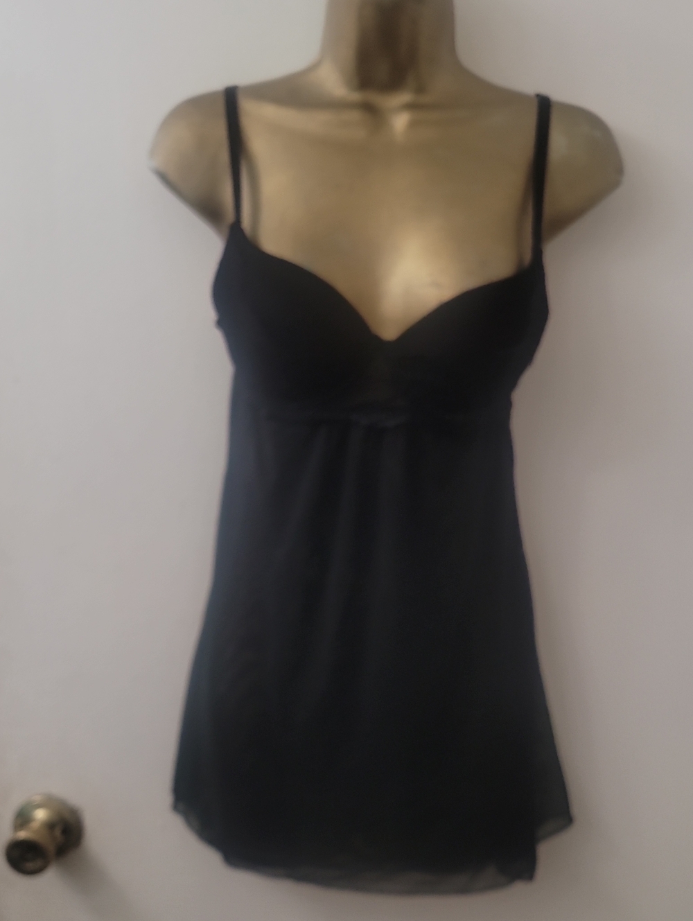 Black Sheer Camisole Slip with Spaghetti Straps